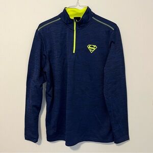 Superman Navy and Neon Green Quarter-Zip Pullover